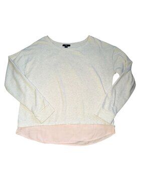 Gap Womens Long-Sleeve Knit Top W/ A Contrast Woven Silky Hem-L-GUC